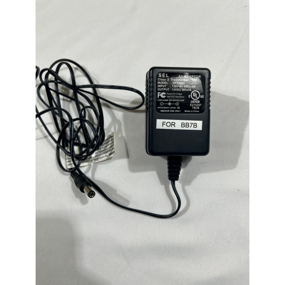 SEL AC Adaptor Black 12VDC 500mA Class 2 Transformer HT72005 For BB7B